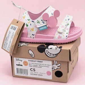 Native Shoes X Disney Toddler Charley Sandals C5 Mickey Confetti  Princess Pink